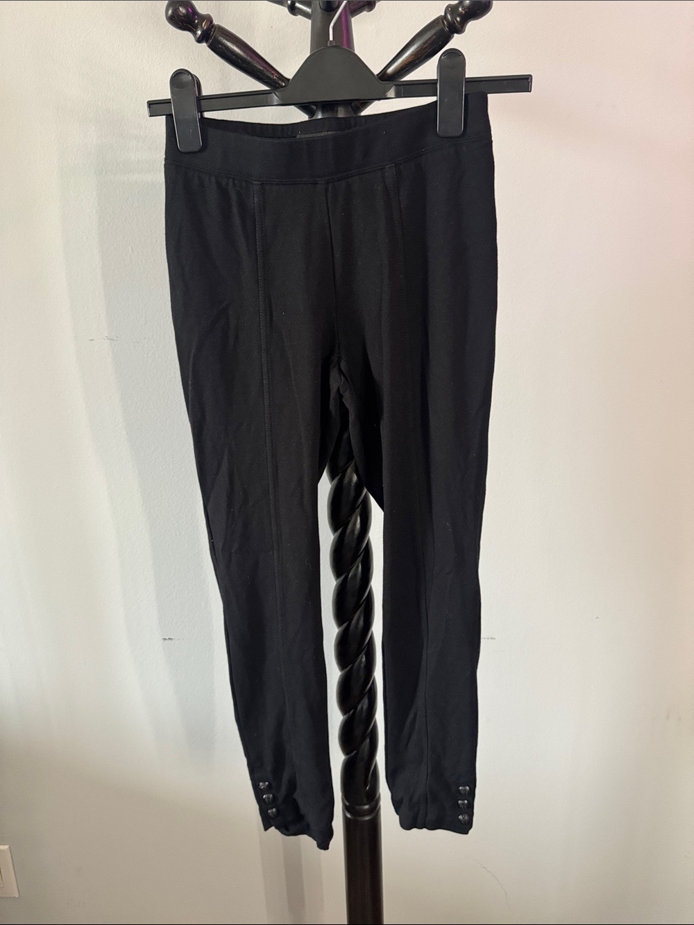 Talbots Black Stretch Leggings with Button Hem Detail
